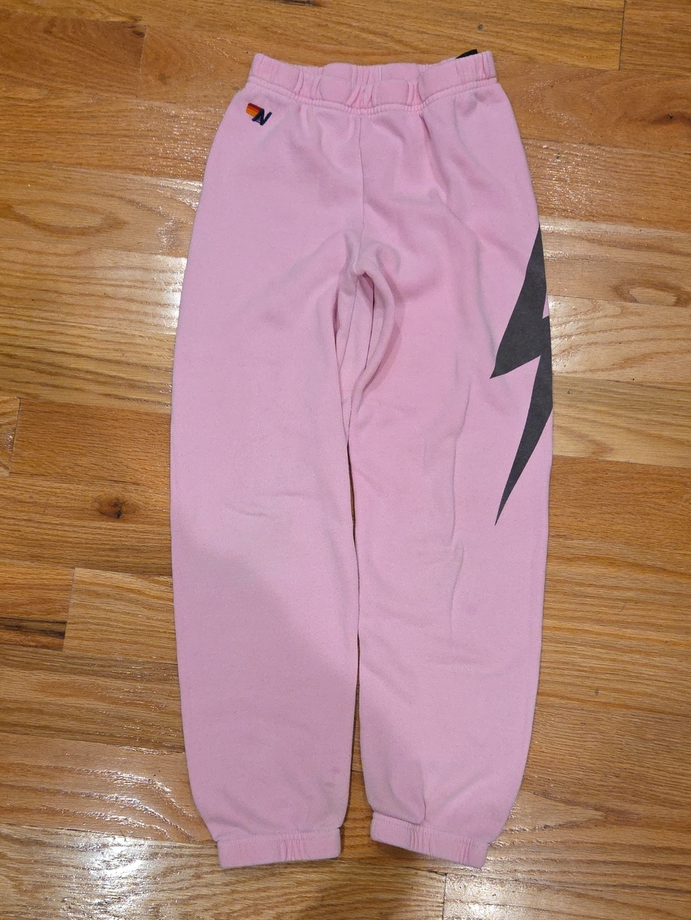 Aviator Nation Pink Sweatpants with Black Lightning Accent, size 10